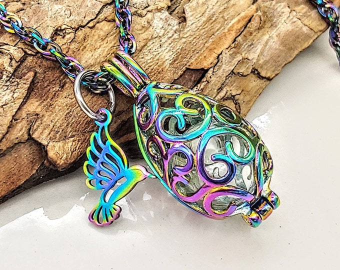 Rainbow Tear Locket Urn Necklace for Hair or Ashes | Urn Jewelry | Memorial Jewelry | Cremation Jewelry | Ashes Jewelry | Keepsake Locket