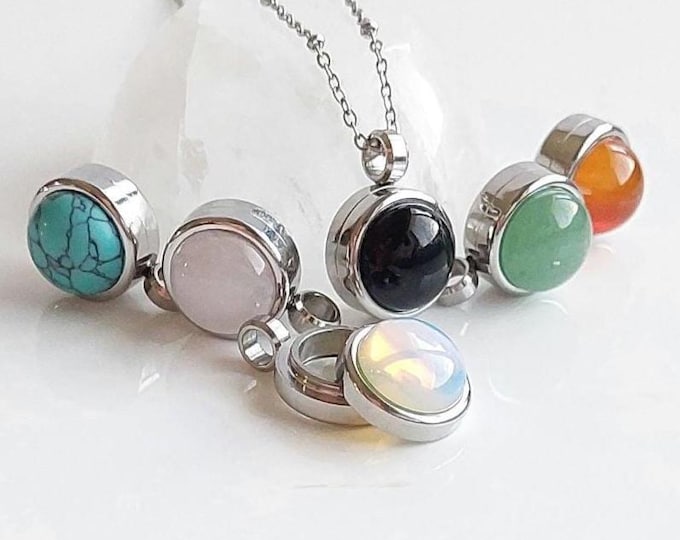 Small Crystal Locket | Stone Urn Necklace | Memorial Keepsake Jewelry | Cremation Jewelry for Women | Pendant for Ashes or Locks of Hair