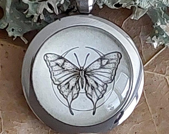 Luna Moth Butterfly Locket | Cremation Necklace, Urn Pendant, Memorial Jewelry, Keepsake Gifts for Her