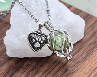 Sterling Silver Paw Print Locket | Pet Ashes Cremation Jewelry, Dog Memorial Pendant, Cat Urn Necklace
