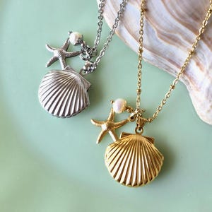 貝殻のメモリアル遺灰ネックレス｜ステンレス製遺骨ジュエリー｜ビーチの思い出ロケット