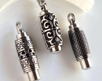 Stainless Steel Urn Necklace | Cremation Jewelry Pendant for Men or Women, Memorial Ashes Keepsake, Loss of Loved One Gifts