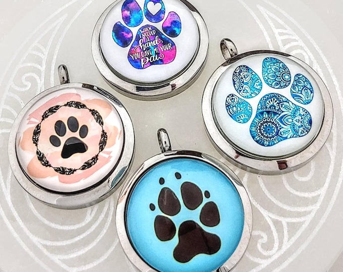 Pet Memorial Jewelry, Paw Prints Locket, Cat/Dog Urn, Cremation Necklace for Ashes/hair/fur