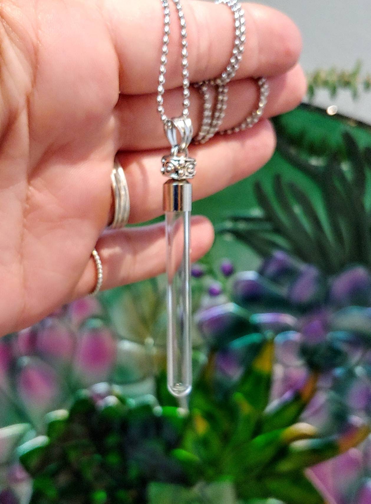 Glass Whisker Keeper Hair Locket Necklace Vial Necklace Pet Urn