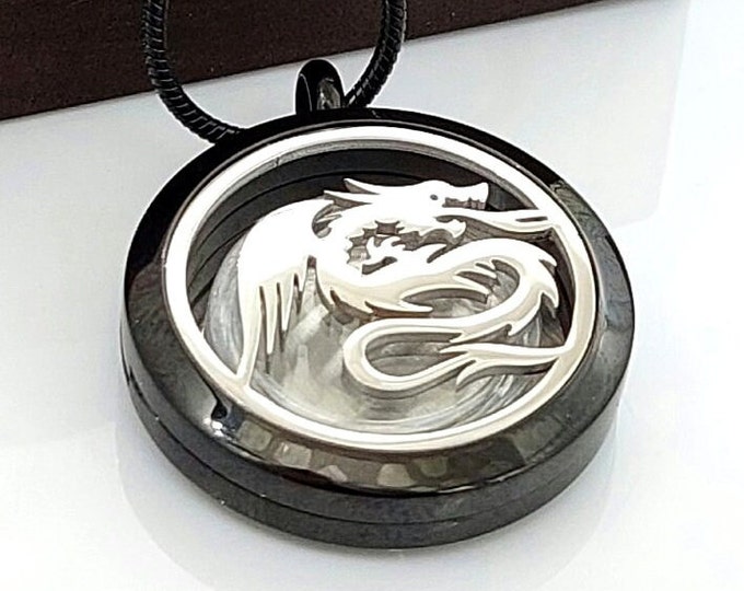 Dragon Locket | Dragon Urn Necklace or Hair Locket | Ashes Jewelry | Keepsake Jewelry Gifts | Memorial Cremation Jewelry for Men or Women