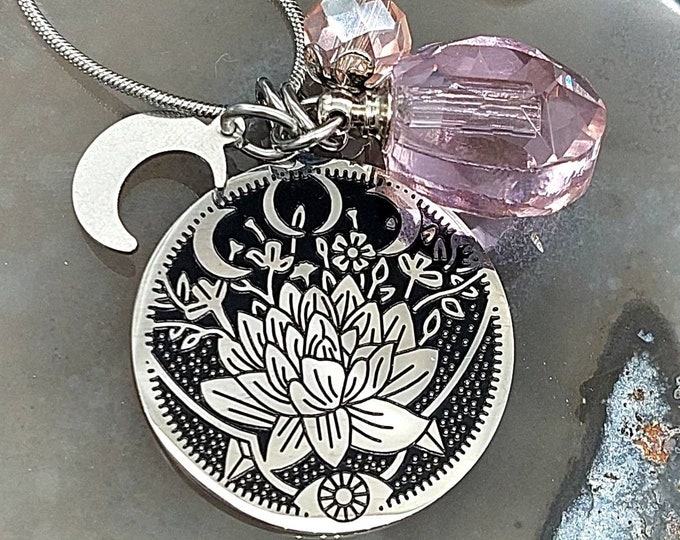 Lotus Flower Urn Necklace for Ashes | Cremation Jewelry Necklace for Women | Moon Phases Urn Jewellery | Moon Goddess Amulet | Unique Gifts