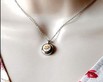 Yellow Rose Locket | Small Urn Necklace, Minimalist Cremation Ashes Jewelry, Memorial Ashes Keepsake