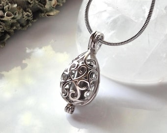 Sterling Silver Teardrop Cremation Locket :  Small Urn Necklace | Ash Pendant | Memorial Ashes Keepsake