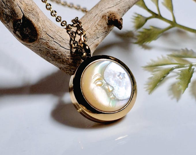 Crescent Moon Urn Necklace: Memorial Ashes Locket | Cremation Jewelry | Celestial Keepsake Pendant Gifts, Gold Plated stainless steel