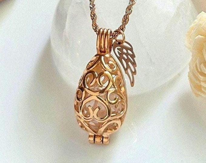 Rose Gold Teardrop Locket Urn Necklace: Stainless Steel Cremation Jewelry | Pendant for Ashes | Memorial Jewelry Keepsakes | Sympathy Gifts