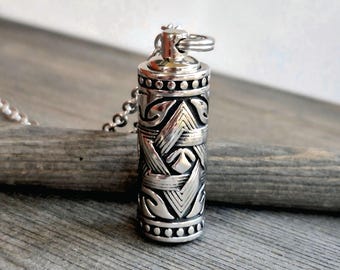 Star of David Urn Necklace | Stainless Steel Cremation Ashes Jewelry | Human Cremains Pendant | Remembrance Gifts