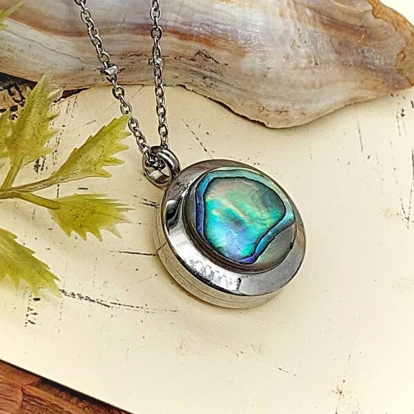 Abalone Shell Locket | Urn Necklace for Ashes, Hair, Fur | Memorial Cremation Jewelry | Urn Jewelry | Sympathy Gift for Mom, Friend