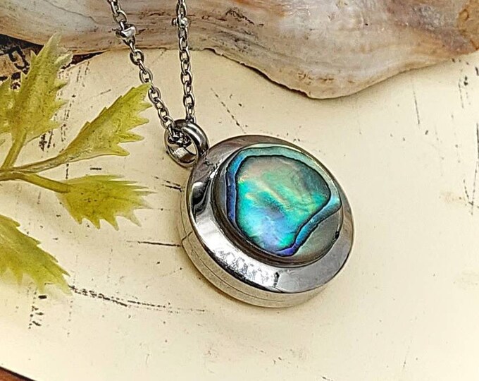 Abalone Shell Locket | Urn Necklace for Ashes, Hair, Fur | Memorial Cremation Jewelry | Urn Jewelry | Sympathy Gift for Mom, Friend