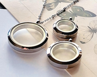 Stainless Steel Glass Locket Necklace: Keepsake Ashes Pendant | DIY | Memorial Jewellery