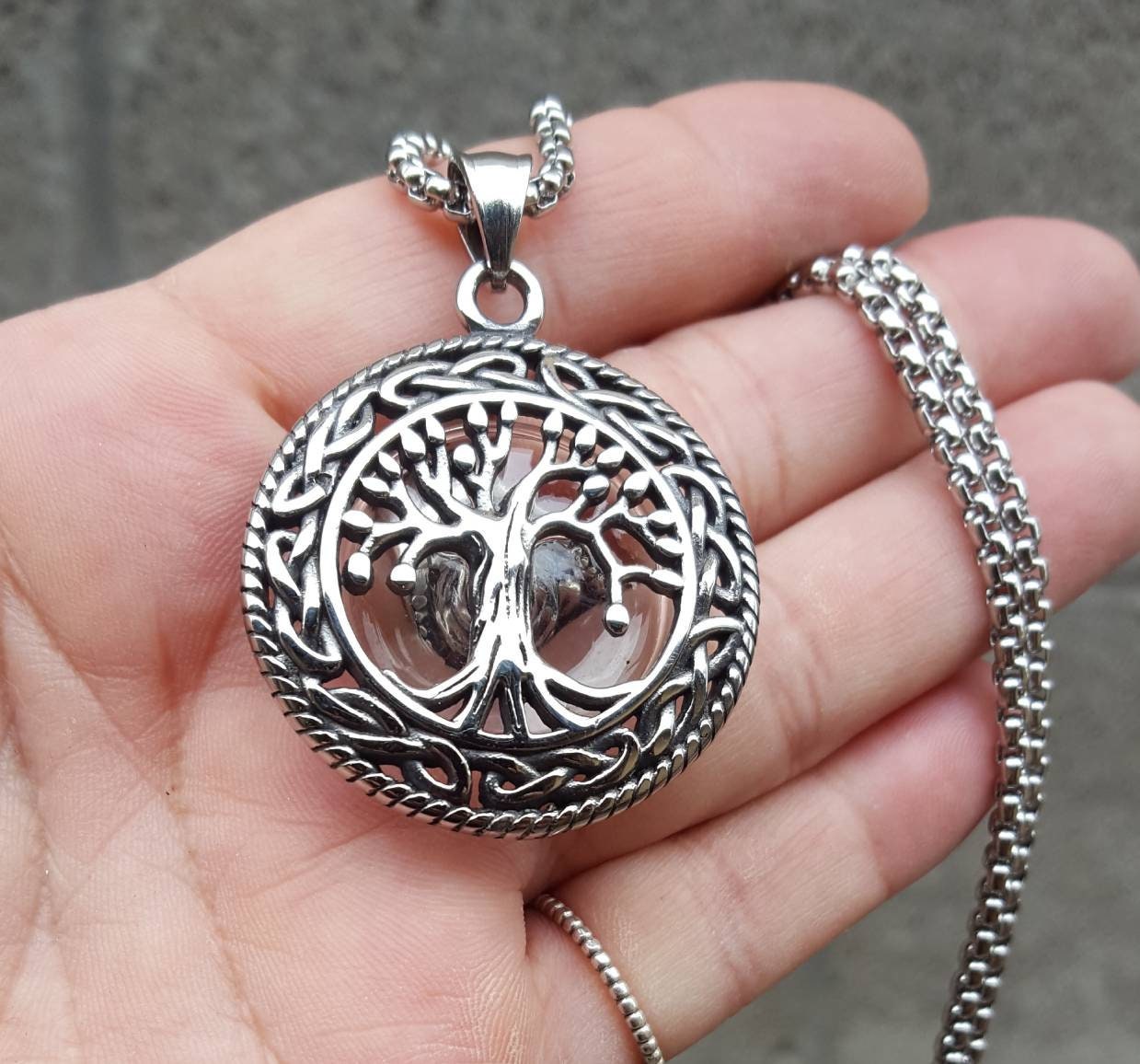 Celtic Knot Tree of Life Urn Pendant Glass Hair Locket