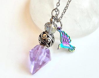 Hummingbird Urn Necklace w/funnel fill kit | Cremation Ashes Jewelry | Memorial Keepsake Urn Pendants | Sympathy Gift for Her