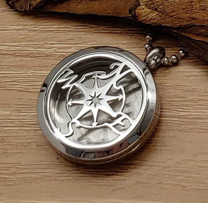 Compass Locket Urn Necklace Hair Locket Urn Jewelry for Ashes Cremation Jewelry