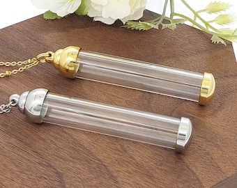 Extra Long Glass Locket Necklace for Ashes, Lock of Hair, Pet Fur, Whiskers | DIY Cremation Jewelry | Urn Jewelry | Memorial Keepsake Gifts