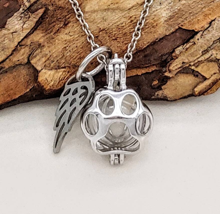 925 Sterling Silver Paw Print Memorial Locket Pet Urn Etsy