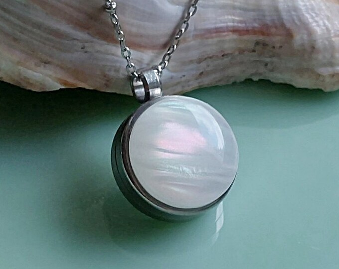 Opalescent Keepsake Locket | Urn Necklace for Memorial Ashes, Lock of Hair, Pet Fur | Unique Urn Jewelry | Cremation Jewelry for Women