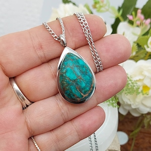 Green Imperial Jasper Teardrop Urn Locket Necklace Cremation Jewelry Necklace for Human Ashes or Pet Ash Keepsake Jewelry Gift for Women image 2