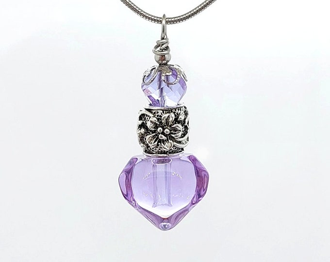 Glass Heart Urn Necklaces, Cremation Ashes Jewelry for Women, Forget Me Not Flower Urn Necklace, Keepsake Ashes Pendant