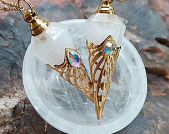 Quartz Crystal Urn Necklace for Memorial Ashes | Keepsake Urn Jewelry | Unique Cremation Jewelry for Women | Crystal Vial Necklace