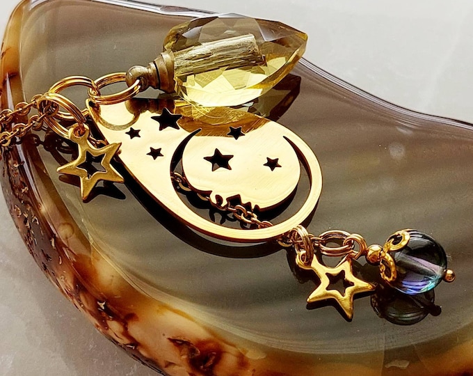 Crystal Moon Urn Necklace for Human Ashes or Pet Cremains | Cremation Jewelry Suncatcher | Memorial Ashes Pendant | Keepsake Gifts for Her