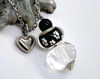 Paw Print Pet Ashes Necklace, Cremation Ash Pendant, Handmade Urn Jewelry, Cat Urn, Dog Urns