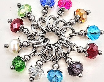 Small Birthstone Charm, 6mm Faceted Glass Charms with Stainless Steel Fittings