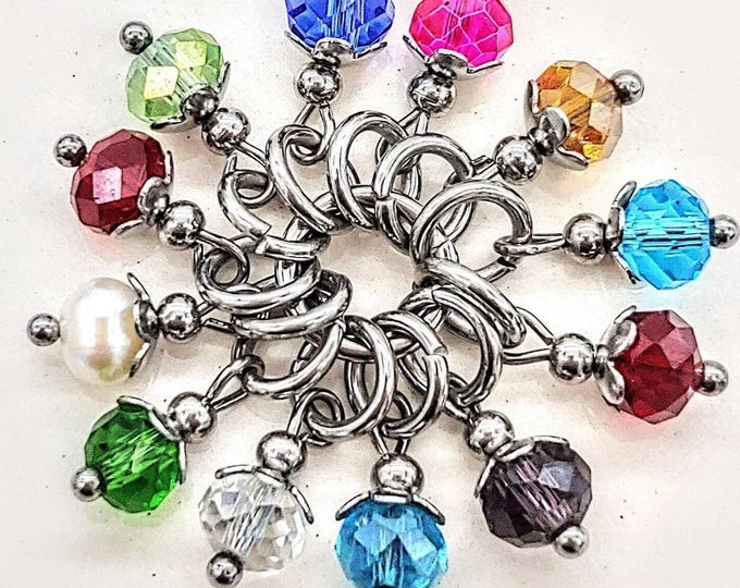 Small Birthstone Charm, 6mm Faceted Glass Charms with Stainless Steel Fittings
