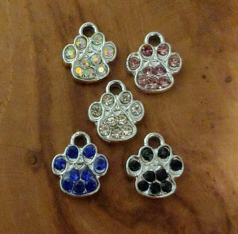 Crystal Paw Print Charm