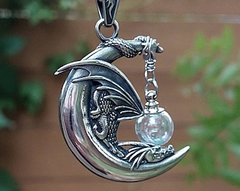 Collier urne de dragon | Bijoux de crémation pour cendres | Cadeaux bijoux souvenir dragon | Bijoux en cendres | Pendentif pour Cremains | Charm miroir de voiture