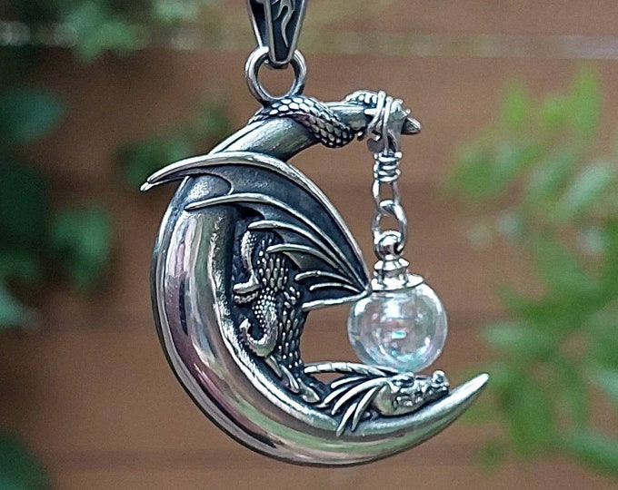 Dragon Urn Necklace | Cremation Jewelry for Ashes | Dragon Keepsake Jewelry Gifts | Ashes Jewelry | Pendant for Cremains | Car Mirror Charm