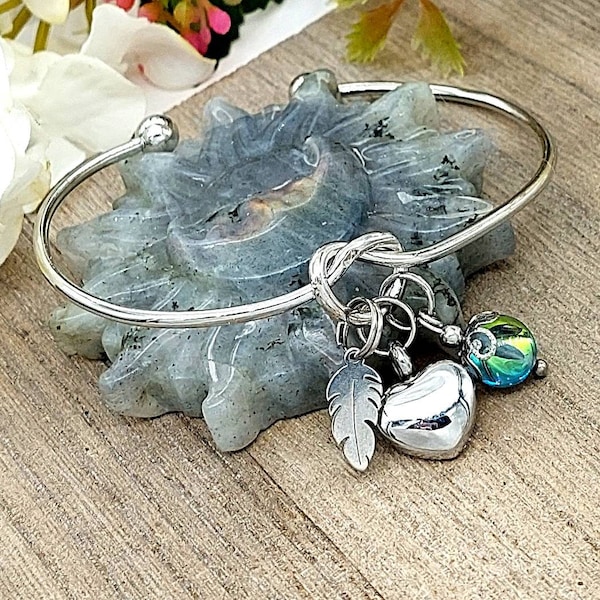 Infinity Knot Cremation Urn Bracelet | Cremation Jewelry | Bracelet for Ashes | Feather Urn Jewelry for Ash | Ash Holder | Ashes Bracelet