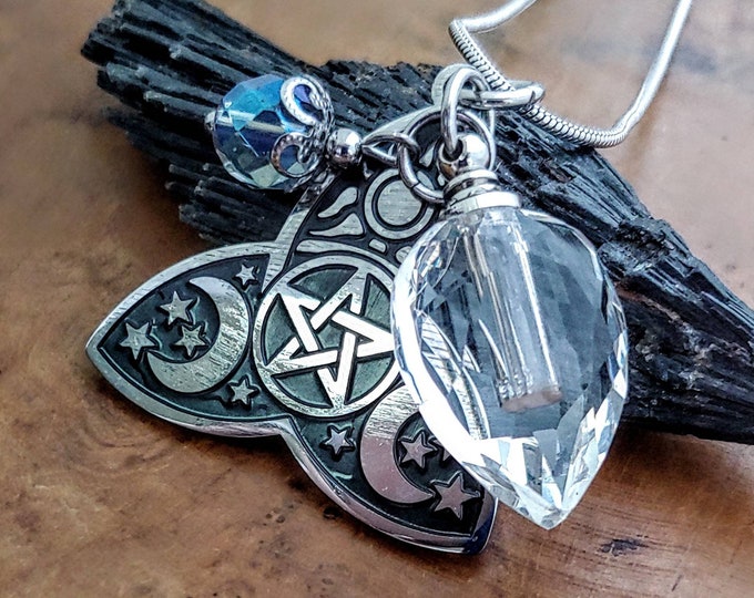 Sun Moon Trinity Meditation Pendant | Sacred Moon Goddess Pentacle Jewelry for Any Keepsake Cremation Jewelry | Urn Necklace | Urn Jewellery