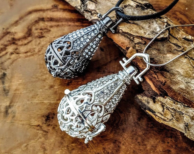 Large Teardrop Locket with Fillable Glass Orb | Keepsake Jewelry | Urn Jewelry | Urn | Hair Locket | Cremation Jewelry | Ashes Necklace