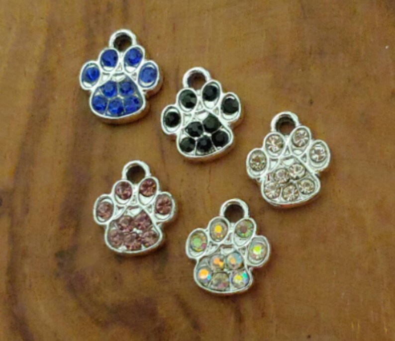 Crystal Paw Print Charm