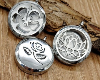 Hibiscus, Rose, Lotus Flower Locket, Cremation Ash Pendant, Urn Necklace for Ashes Jewelry