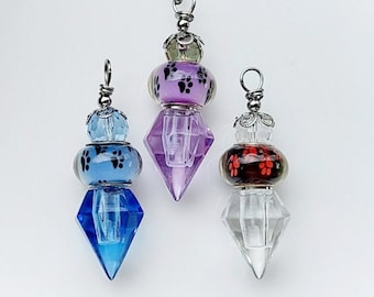 Pet Cremation Ash Necklace, Cat Urn, Dog Memorial, Glass Urn Jewelry, Keepsake Ashes Pendant