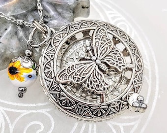 Butterfly Urn Locket | Urn Necklace for Human Ash ~ Pet Ashes ~ Hair Fur | Keepsake Lockets | Cremation | Urn Jewelry | Memorial Gift