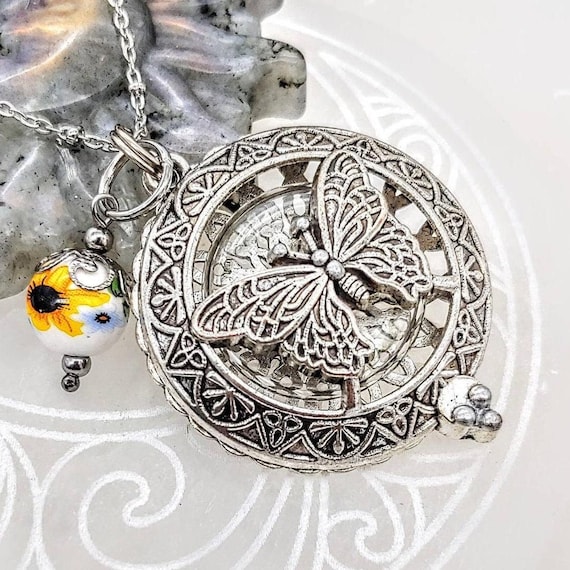 Butterfly Urn Locket | Urn Necklace for Human Cremains / Pet Ashes / Locks of Hair / Pet Fur Keepsake, Cremation  Jewelry