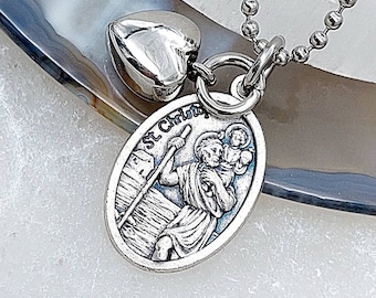 Keepsake Small St Christopher Teardrop or Heart Urn Pendant | Reliquary Urn Jewelry | Cremation Jewelry | Small Urn Necklace for Ashes