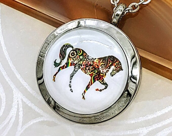 Memorial Horse Locket for Cremains or Hair | Carnival Horse Urn Necklace | Cremation Jewelry | Ash Holder | Urn Jewellery | Loss Gift