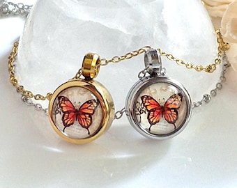 Monarch Butterfly Locket | Small Urn Necklace, Cremation Jewelry for Her, Ashes Keepsake,  Sympathy Gifts, Memorial Jewelry