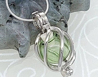 Cremation Jewelry Locket Urn Necklace ~ Sterling Silver Urn Cage ~ Glass Orb Locket For Ashes ~ Memorial Keepsake Pendant ~ Funeral Jewelry