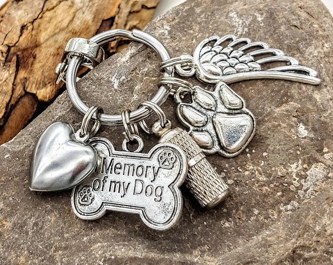 Dog Memorial Ash Jewelry | In Memory of My Dog | Urn KeyChain | Pet Hair Locket | Memory Keeper | Dog Cremation Jewelry | Dog Urn Jewelry