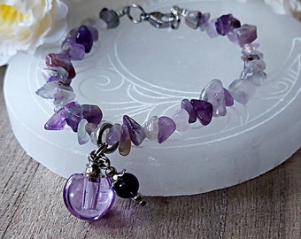 Bracelet urne en cristal d'améthyste violet pour cendres | Bijoux de deuil | Bijoux de crémation | Bracelet souvenir | Bracelet de crémation | Bijoux d'urne