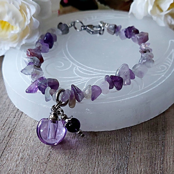 Purple Amethyst Crystal Urn Bracelet for Ashes | Mourning Jewelry | Cremation Jewelry | Keepsake Bracelet | Cremation Bracelet | Urn Jewelry