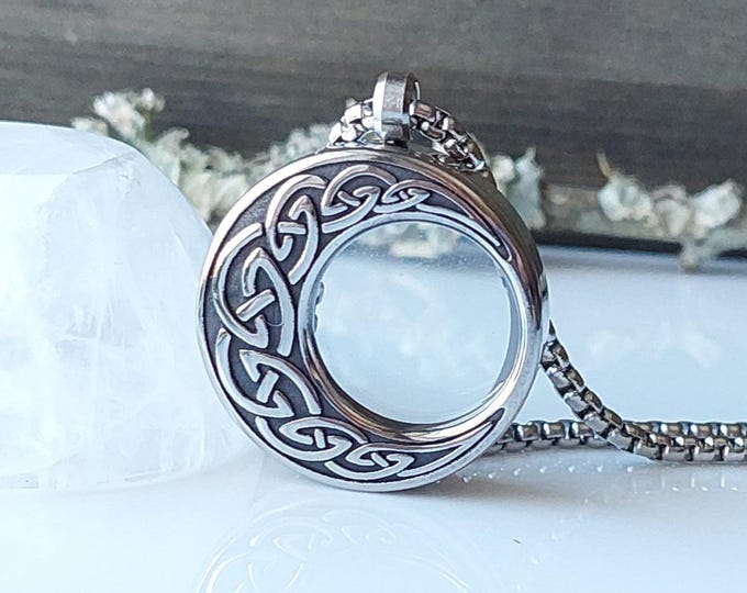 Celtic Moon Locket Necklace | Urn Jewelry for Human Ashes, Hair, Pet Cremains | Keepsake Gifts for or Her | Cremation Jewelry